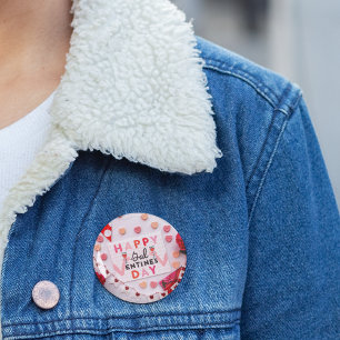 Happy Galentine's Day Food & Spirits Party 6 Cm Round Badge