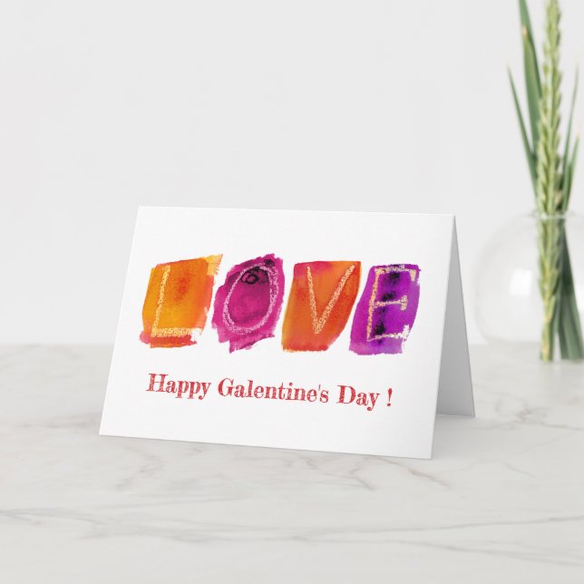 Happy Galentine's Day | 'LOVE' Watercolor Modern Holiday Card (Front)
