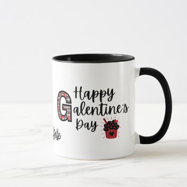 Happy Galentines Day Red and Black Mug (Right)