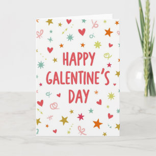 Happy Galentines Day Stars Hearts Card