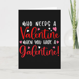 Happy Galentines Day Uni Adult Women's Black Small Card