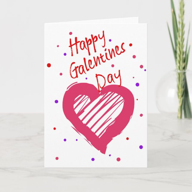 Happy Galentines Day Valentines Heart Card (Front)