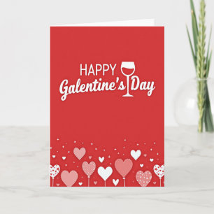 Happy Galentines Day Wine Card