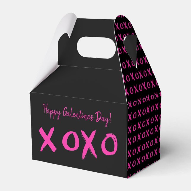 Happy Galentine's day xoxo Black Pink Favour Box (Front Side)