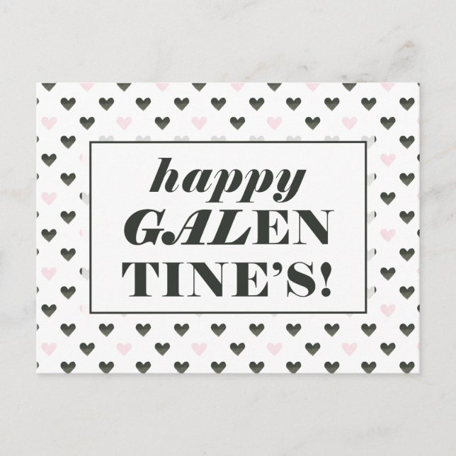 Happy Galentine's | Watercolor Hearts Postcard (Front)
