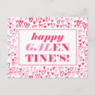 Happy Galentine's    Watercolor Hearts Postcard
