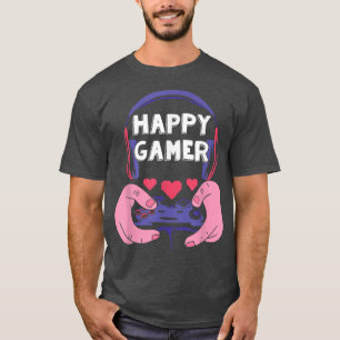 Happy Gamer Funny Gaming Video Game Player Boy Men T-Shirt