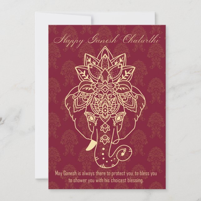 Happy Ganesh Chaturthi, own text, burgundy (Front)