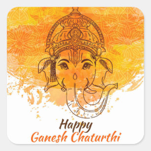 Happy Ganesh Chaturthi Square Sticker