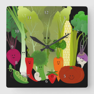 Happy Garden Produce Wall Clock