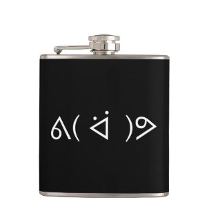 Happy Gary ᕕ( ᐛ )ᕗ Meme Emoticon Emoji Text Art Hip Flask