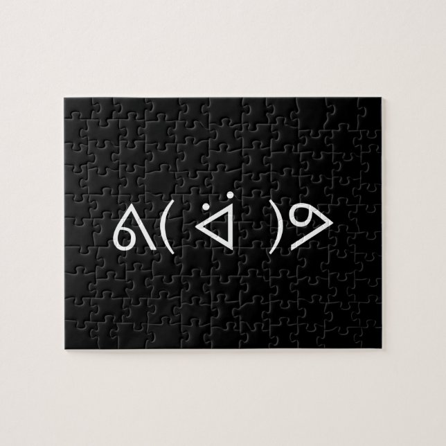 Happy Gary ᕕ( ᐛ )ᕗ Meme Emoticon Emoji Text Art Jigsaw Puzzle (Horizontal)