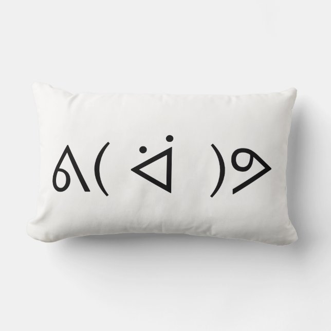 Happy Gary ᕕ( ᐛ )ᕗ Meme Emoticon Emoji Text Art Lumbar Cushion (Front)