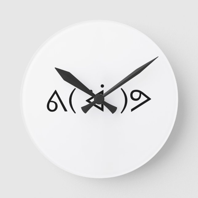 Happy Gary ᕕ( ᐛ )ᕗ Meme Emoticon Emoji Text Art Round Clock (Front)