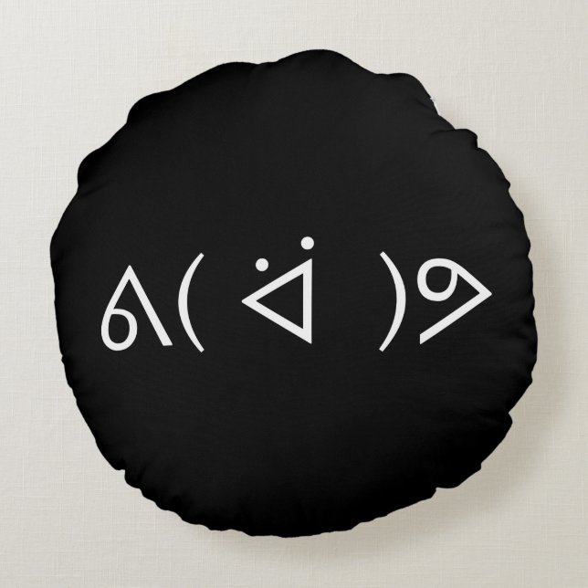 Happy Gary ᕕ( ᐛ )ᕗ Meme Emoticon Emoji Text Art Round Cushion (Back)