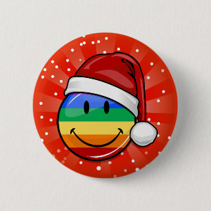 Happy Gay Lgbt Pride Flag Christmas Santa Button