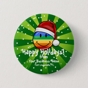 Happy Gay Lgbt Pride Flag Christmas Santa Button