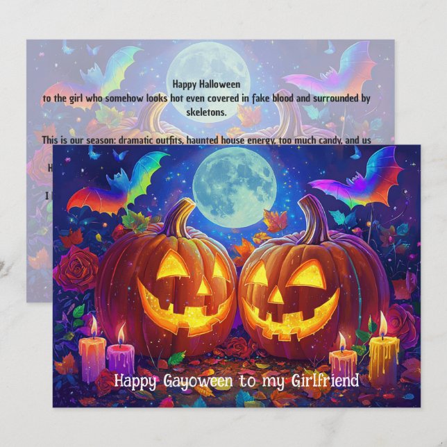 🌈🎃Happy Gayoween Girlfriend card (Front/Back)