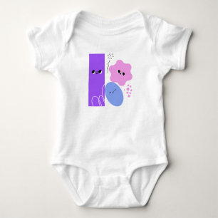 Happy Geometric Shapes Purple Baby Bodysuit