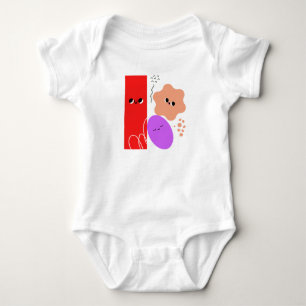 Happy Geometric Shapes Red Baby Bodysuit