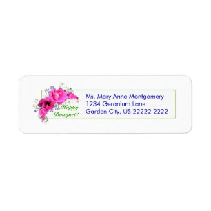 Happy Geranium Bouquet Return Address Labels
