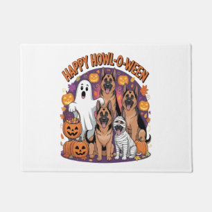Happy German Shepherd Halloween Doormat