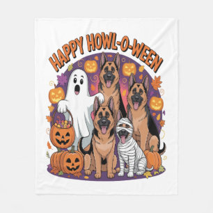 Happy German Shepherd Halloween Fleece Blanket