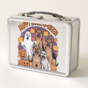 Happy German Shepherd Halloween Metal Lunch Box