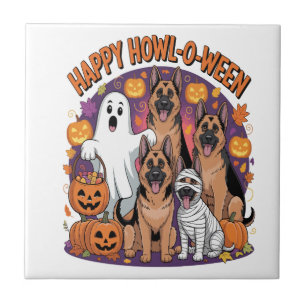 Happy German Shepherd Halloween Tile