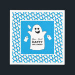 Happy Ghost, Blue Halloween Party Napkin<br><div class="desc">These paper napkins are perfect for anyone planning a Halloween celebration. The design features happy ghosts on the front with a tiled ghost pattern and is finished with matching editable wording. This fun design can be personalized to suit your special event and will be the perfect accessory for any Halloween...</div>