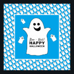 Happy Ghost, Blue Halloween Party Poster<br><div class="desc">This Halloween welcome sign is perfect for anyone planning a Halloween celebration. The design features happy ghosts on the front with a tiled ghost pattern and is finished with matching editable wording. This fun design can be personalized to suit your special event and will be the perfect decor for any...</div>