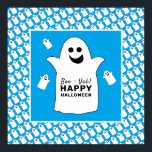 Happy Ghost, Blue Halloween Party Poster<br><div class="desc">This Halloween welcome sign is perfect for anyone planning a Halloween celebration. The design features happy ghosts on the front with a tiled ghost pattern and is finished with matching editable wording. This fun design can be personalized to suit your special event and will be the perfect decor for any...</div>