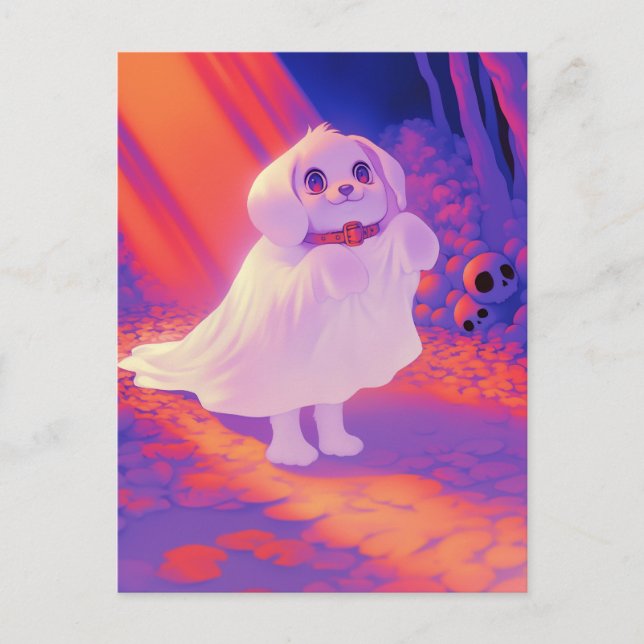 Happy Ghost Dog Postcard (Front)