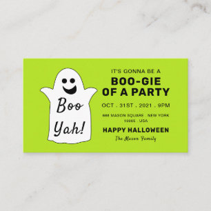 Happy Ghost, Green Halloween Party Invitation