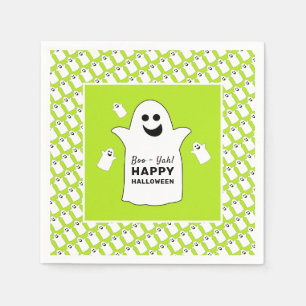 Happy Ghost, Green Halloween Party Napkin