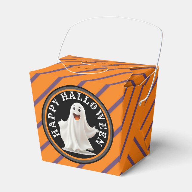 Happy Ghost Halloween Treat Box,  Favour Box (Front Side)