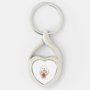 Happy Ghost Loves Coffee Sticker Key Ring