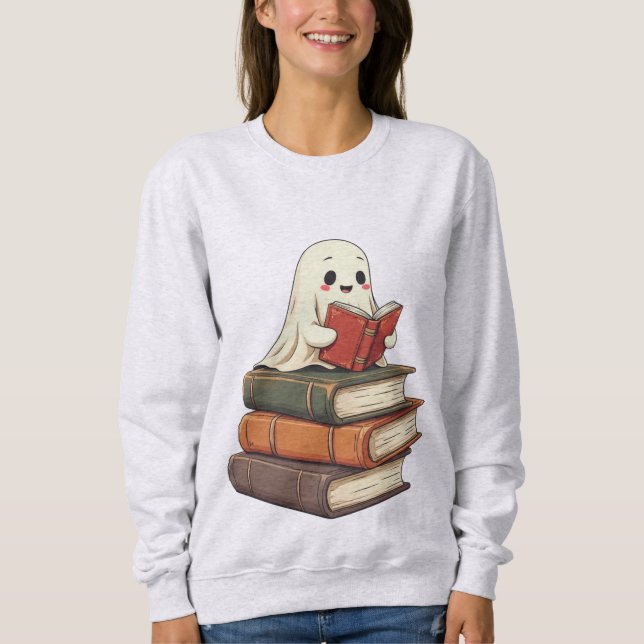 Happy Ghost Reader - Funny Bookworm Sweatshirt (Front)