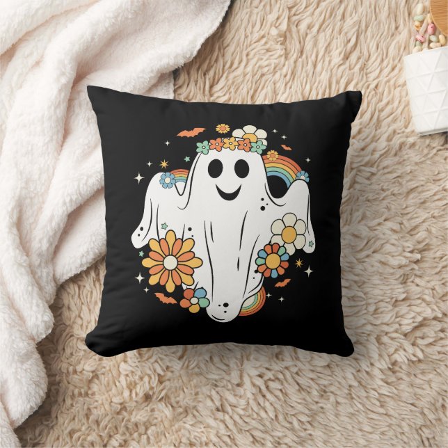 Happy Ghost Retro Hippie Vibe Cushion (Blanket)