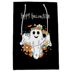 Happy Ghost Retro Hippie Vibe Halloween Medium Gift Bag