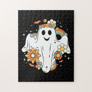 Happy Ghost Retro Hippie Vibe Jigsaw Puzzle