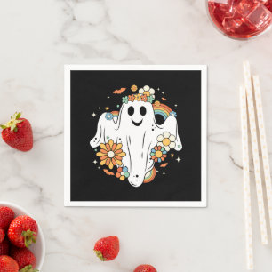 Happy Ghost Retro Hippie Vibe Napkin