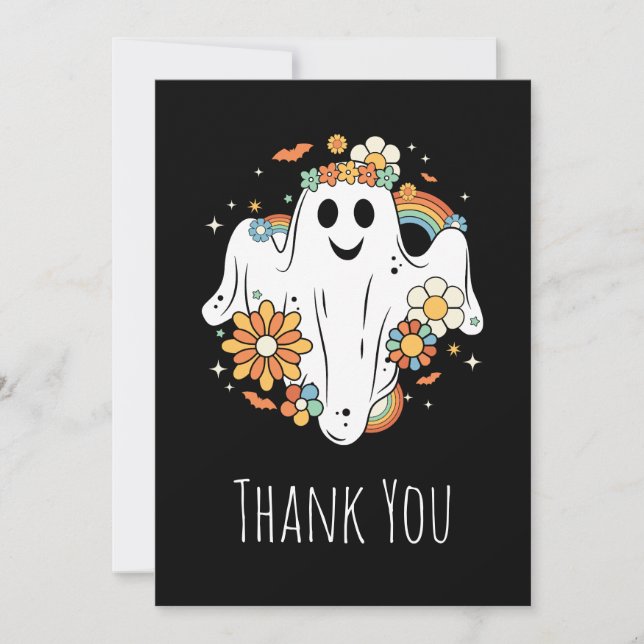 Happy Ghost Retro Hippie Vibe Thank You (Front)