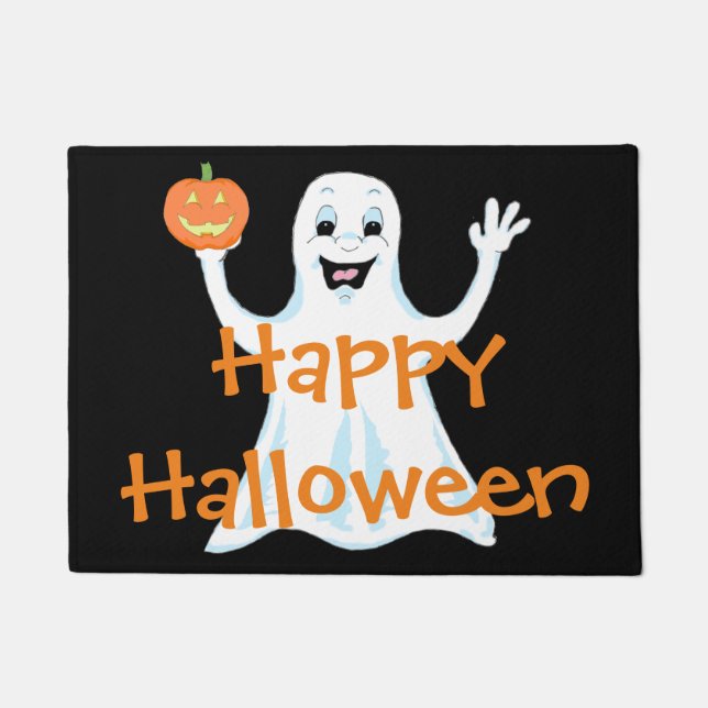 Happy Ghost Welcome Mat (Front)