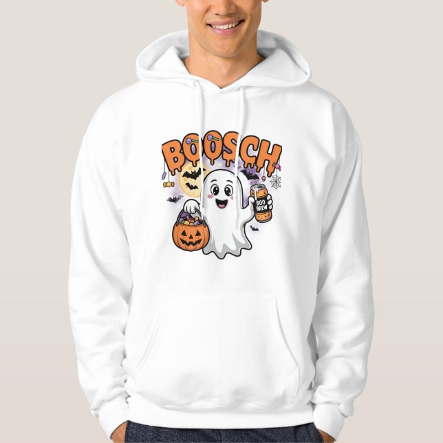 Happy Ghost with Candy & Boo Brew Hoodie (Front)