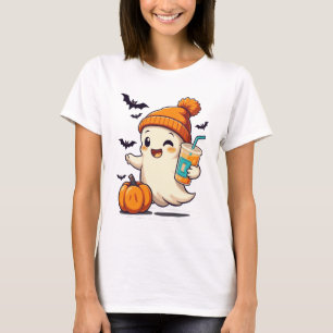 Happy Ghost with Cute Pumpkin Halloween T-Shirt