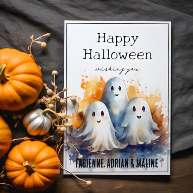 Happy Ghosts Family Halloween Greeting Card (Creator Uploaded)