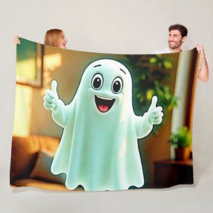 Happy Ghost's Thumbs Up Fleece Blanket