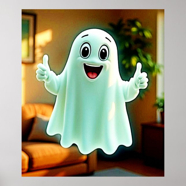 Happy Ghost's Thumbs Up Poster (Front)