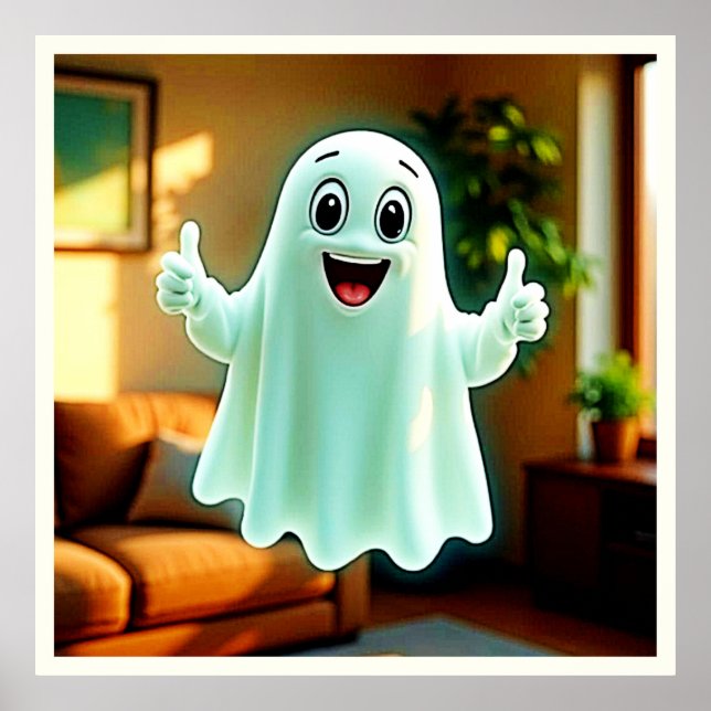 Happy Ghost's Thumbs Up Poster (Front)